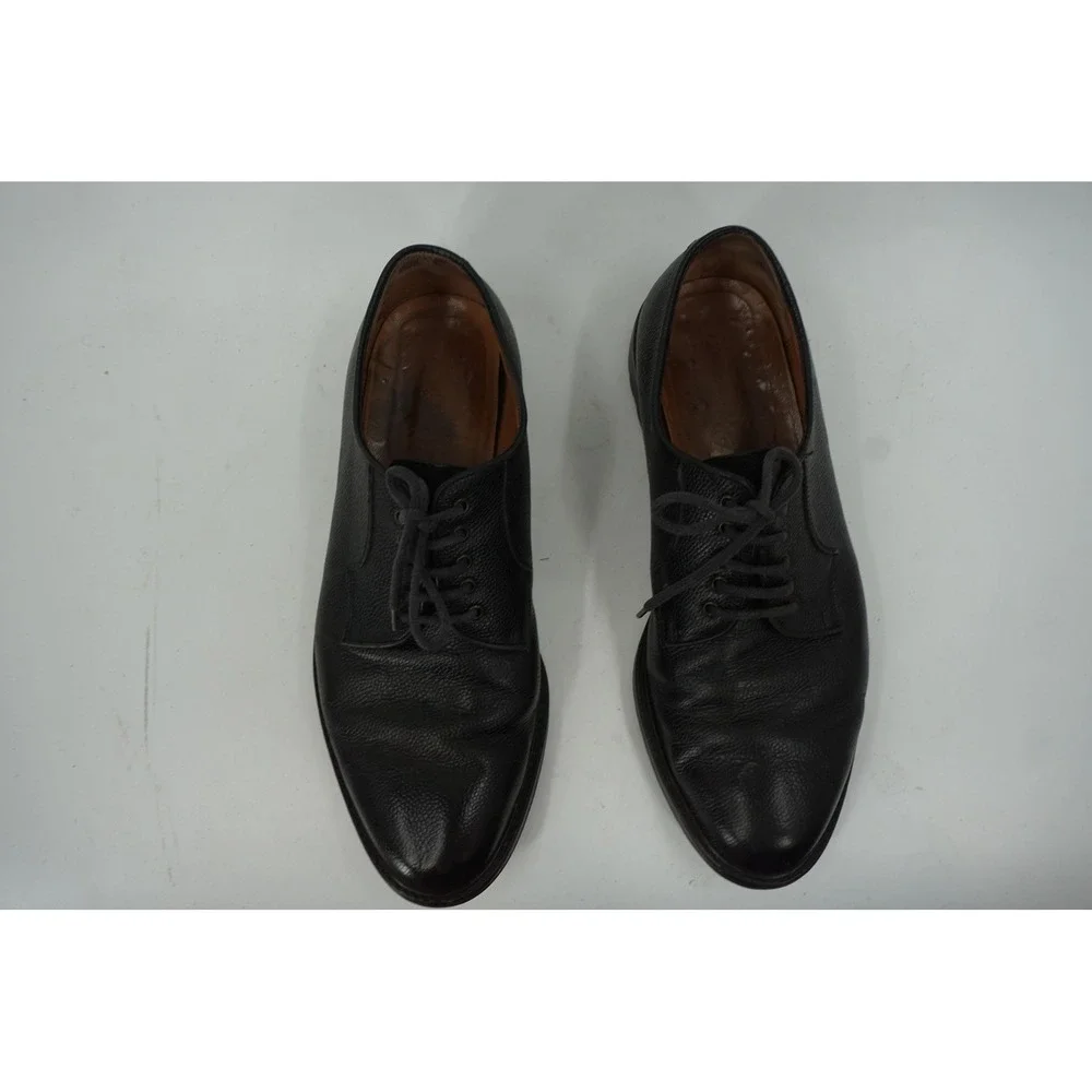 Salvatore Ferragamo Black Leather Shoes Derby Pebble Grain Men's Size 10 2E